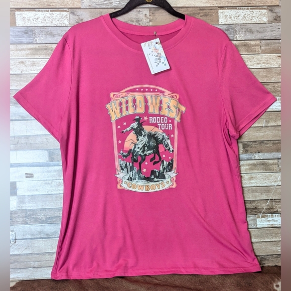 Pink Rodeo Tee Wild West | Tops | New Cherry Red Pink Wild West Rodeo Tour Graphic Tee ...
